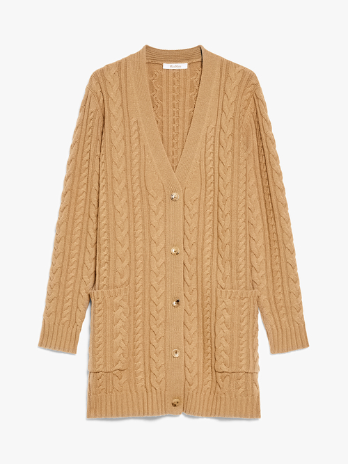 ウール カシミヤ ケーブルニット カーディガン 詳細画像 キャメル 3