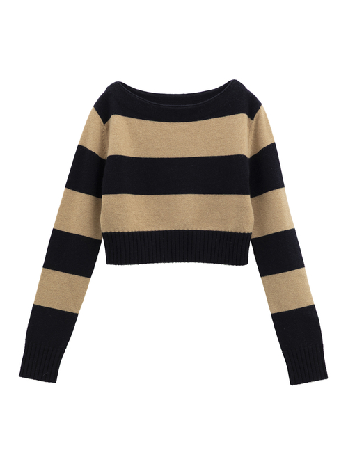 ウール カシミヤ ストライプ ニット