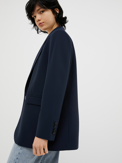  ワンボタン クレープ ブレザー 詳細画像 ネイビー 3