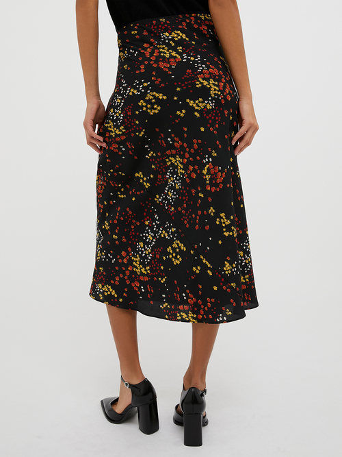  クレープデシン ミディ スカート 詳細画像 ブラック 2