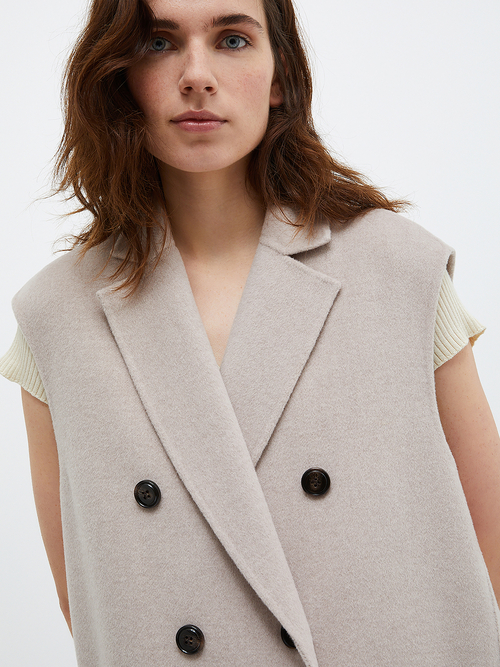  ダブルフェイス ウール ジレ 詳細画像 ベージュ 3