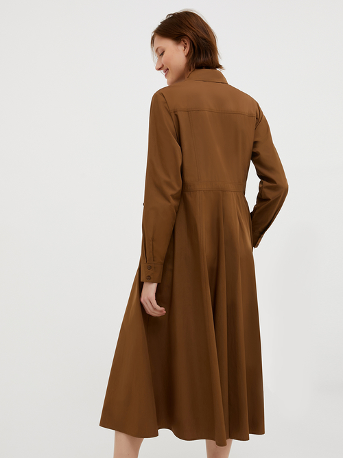 コットン  ポプリン ミディ シャツ ドレス 詳細画像 マロン 2