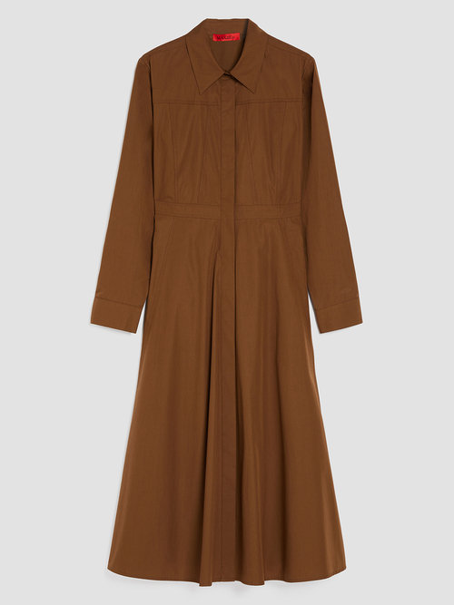 コットン  ポプリン ミディ シャツ ドレス 詳細画像 マロン 4