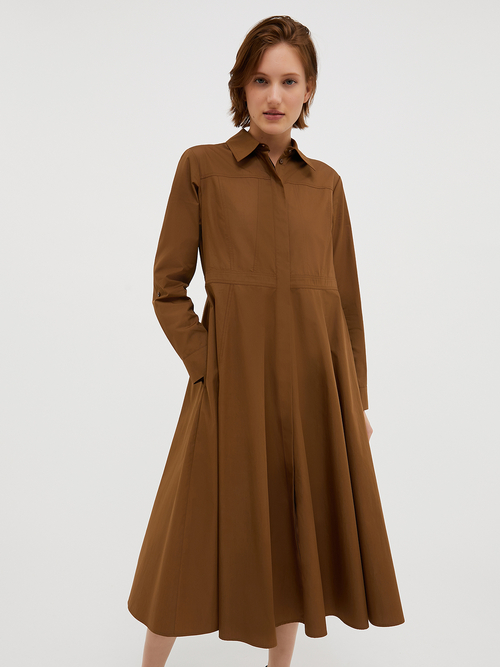 コットン  ポプリン ミディ シャツ ドレス 詳細画像 マロン 1