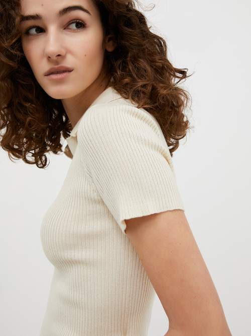 コットン モダール ポロニット 詳細画像 ベージュグレー 3