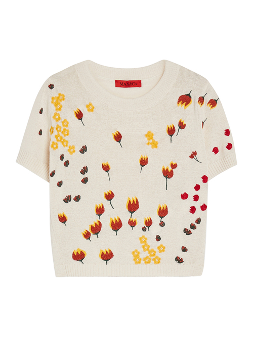  フラワー エンブロイダリー ニット 詳細画像 オフホワイト 7