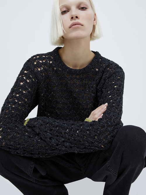  ツイード オープンワーク ニット 詳細画像 ダークグレー 3