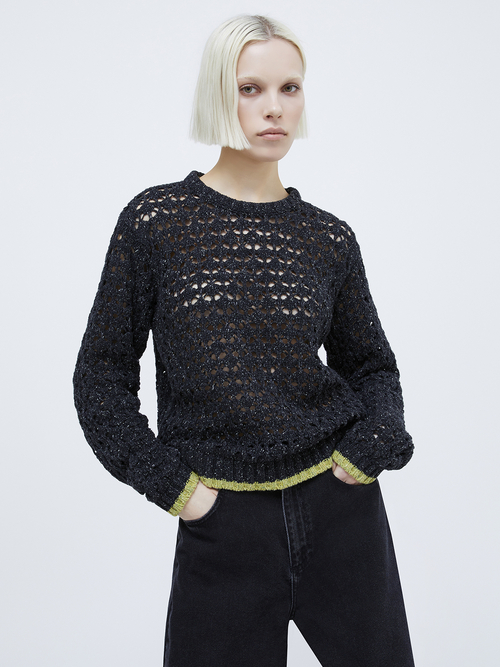  ツイード オープンワーク ニット