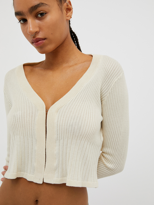  コットン モダール カーディガン 詳細画像 アイボリー 3