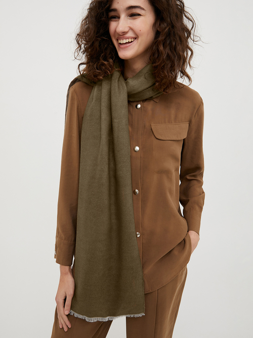  ダブルフェイス ストール 詳細画像 カーキ 5