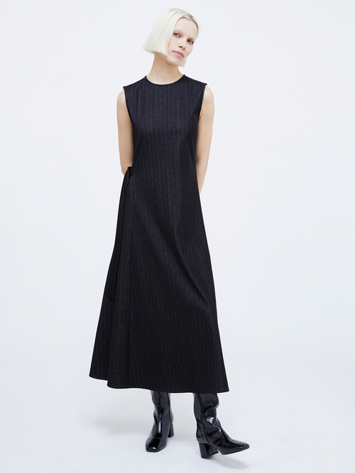  ピンストライプ ジャージー ドレス