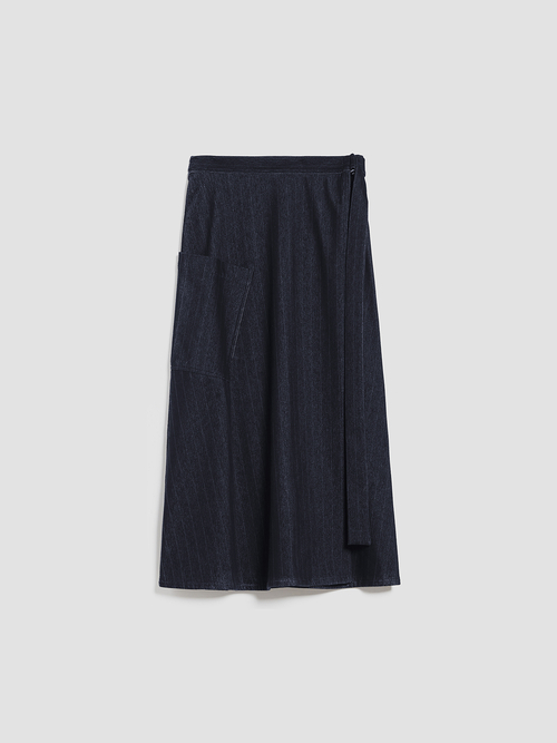  ピンストライプ ジャージー ミディ スカート 詳細画像 ブラック 4