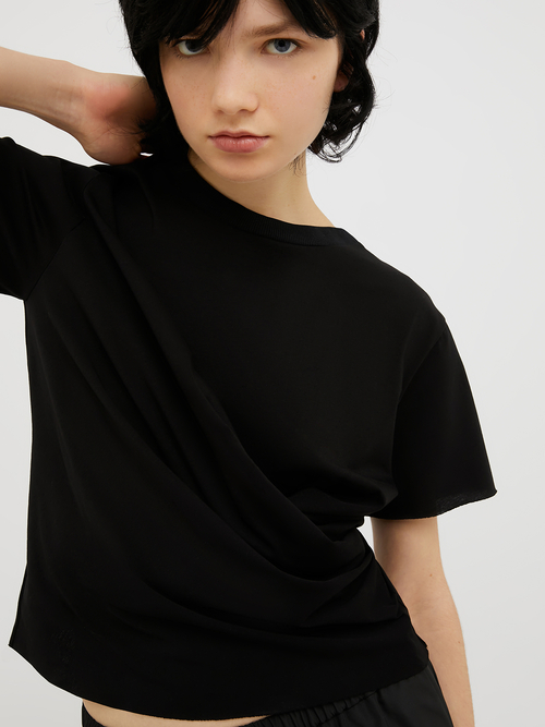  ドレープ コットン Tシャツ 詳細画像 ブラック 3