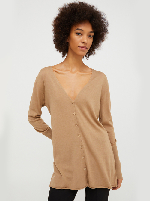 メリノウール ニットカーディガン