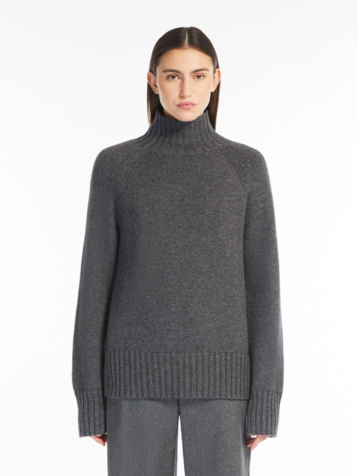 ウール カシミヤ ハイネック ニット 詳細画像 ミディアムグレー 1