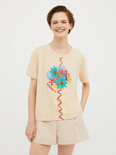 プリント エンブロイダリー Tシャツ