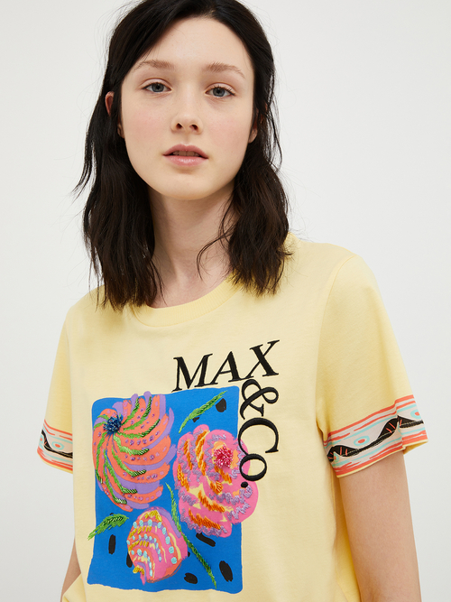プリント エンブロイダリー Tシャツ 詳細画像 ベージュ 3