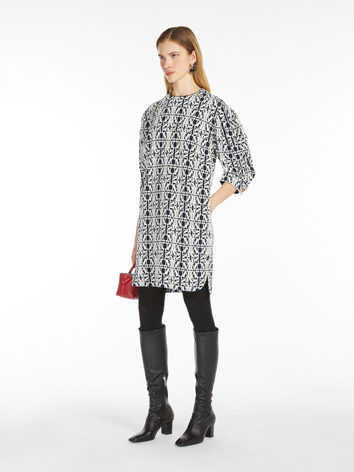 コットン ジャカード ジャージー ドレス 詳細画像 ホワイト&times;ブルー 5