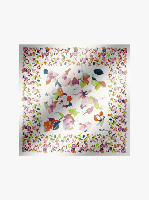 ピュア シルク プリントスカーフ 詳細画像 ホワイト 1