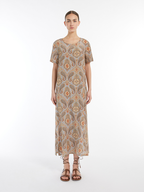 ピュア シルク プリント ドレス