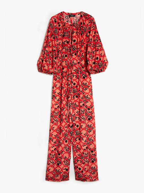 クレープ デシン プリント ジャンプスーツ 詳細画像 ブラック 3