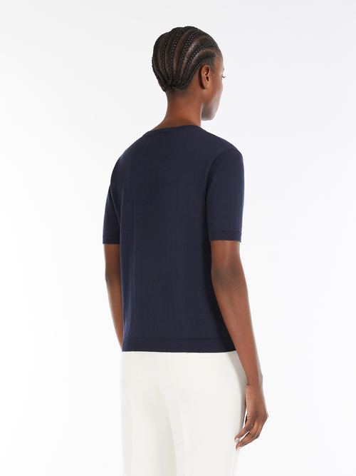 シルク コットン ニット Tシャツ 詳細画像 ネイビー 2