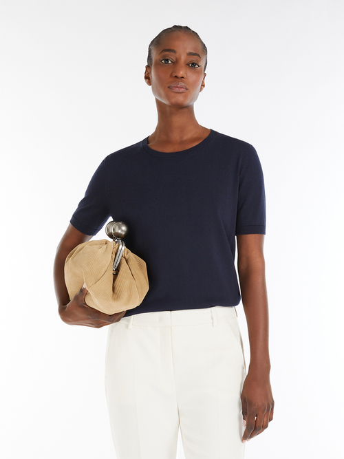 シルク コットン ニット Tシャツ 詳細画像 ネイビー 3