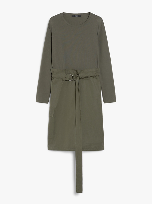 バイマテリアル ジャージー ドレス 詳細画像 カーキ 4