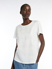 コットン リネン バイマテリアル Tシャツ