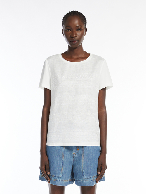 コットン リネン バイマテリアル Tシャツ 詳細画像 ホワイト 2