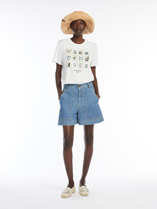 コットン プリント Tシャツ 詳細画像 ホワイト&times;ブルー 9