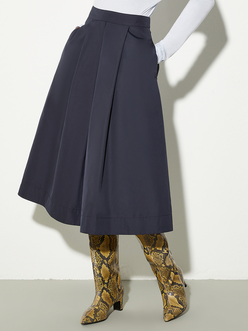  サテン ミディ カローラ スカート 詳細画像 ネイビー 1