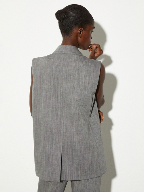  ブレザースタイル ウール ジレ 詳細画像 メランジェグレー 2