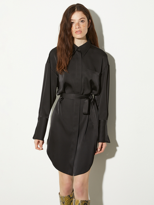  サテン シャツ ドレス 詳細画像 ブラック 1