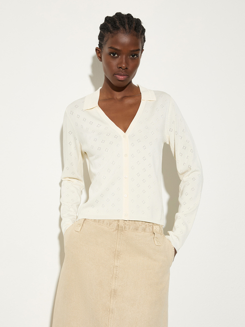  ポインテルニット カーディガン 詳細画像 オプティックホワイト 2