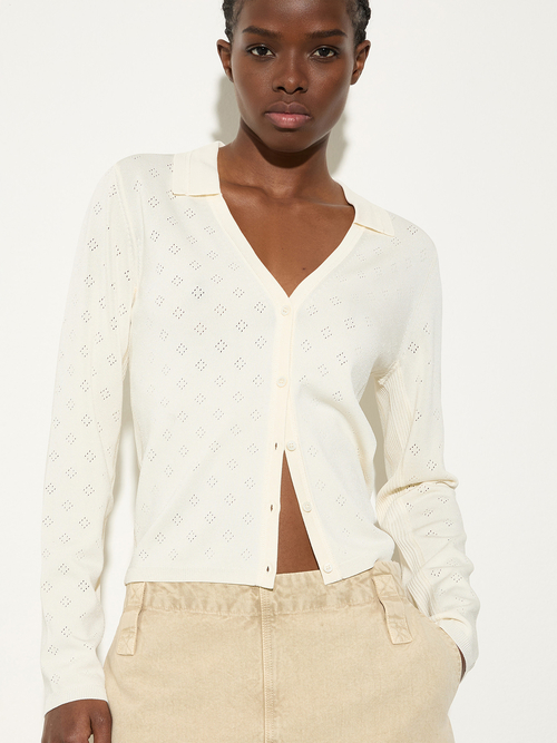  ポインテルニット カーディガン 詳細画像 オプティックホワイト 1