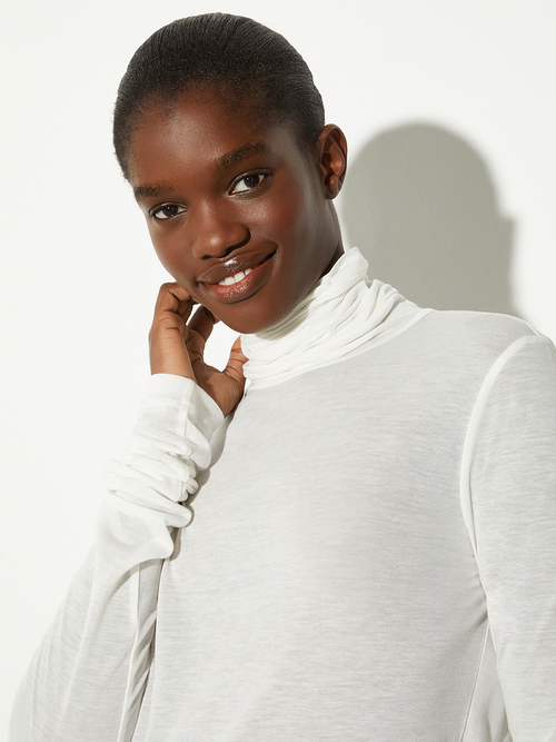  リヨセル ウール ブレンド タートルネック カットソー 詳細画像 アイボリー 3