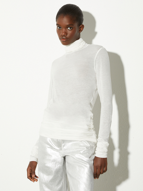  リヨセル ウール ブレンド タートルネック カットソー 詳細画像 アイボリー 1